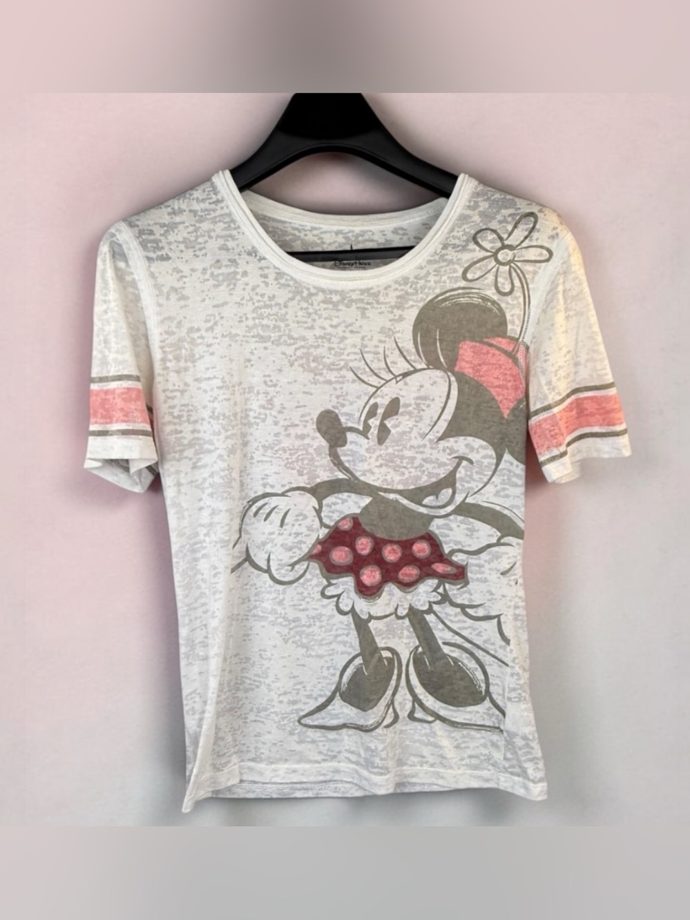 Disney Parks White Minnie Mouse Graphic Tee with Pink Accents